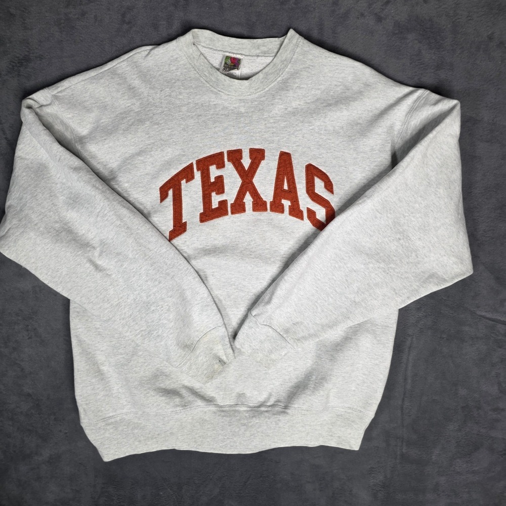 VTG Fruit of the Loom Super Cotton Texas Sweatshirt Mens XXL Gray Made in USA